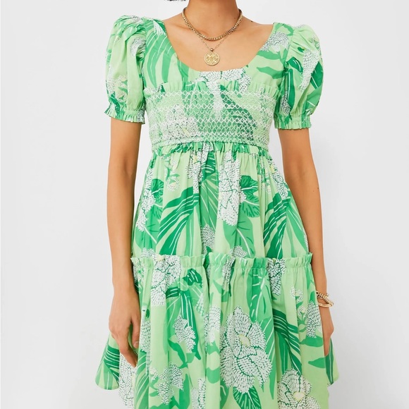 Farm Rio Dew Drop Floral Green Mini Sz 6 - Picture 1 of 7